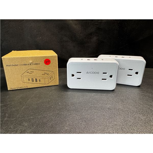 1 2-Pack of Wall Outlets with USB A and USB C - New