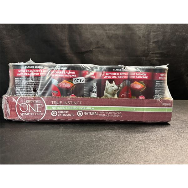 1 Case of 12 Purina One True Instinct Beef and Salmon Classic Ground Dog Food - New