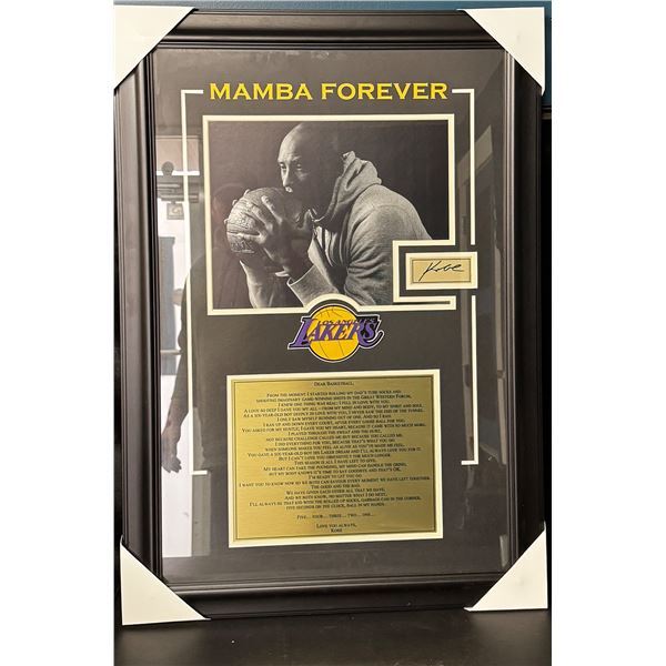 Kobe Bryant Mamba Forever Framed "Dear Basketball" Retirement Speech 24x34 with Replica Signature
