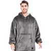 Image 1 : 1 Oversized Wearable Blanket Hoodie/"Snuggie" for Adults by Three Poodle - Grey - New Sealed