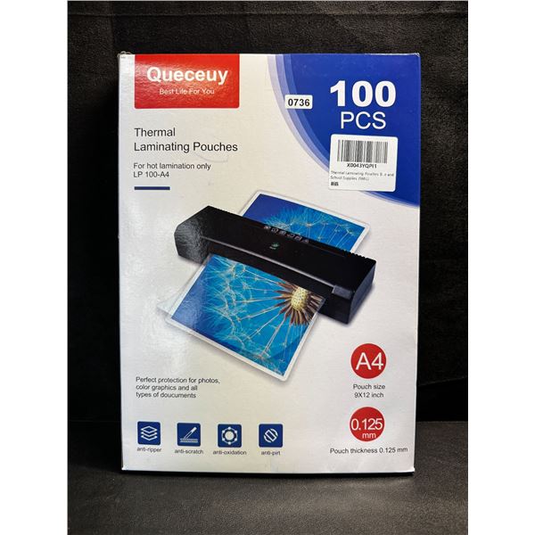 1 Pack of 9x12inch Thermal Laminating Pouches - 100PCS - New