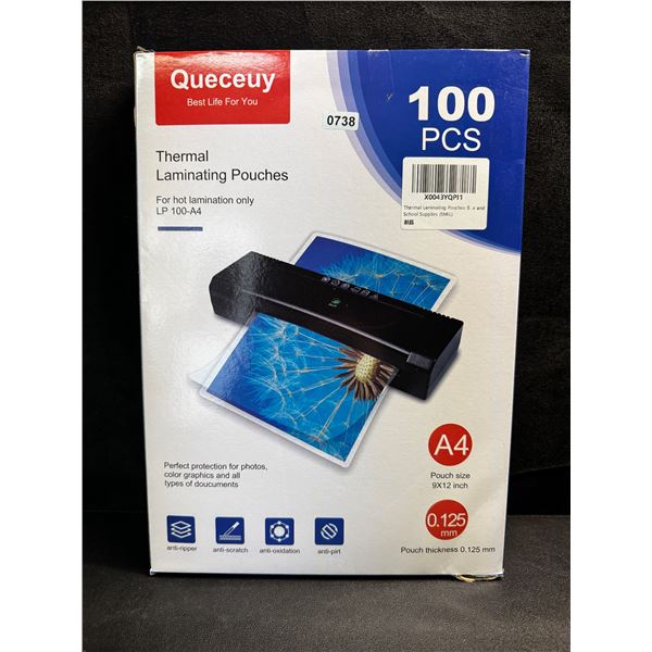1 Pack of 9x12inch Thermal Laminating Pouches - 100PCS - New