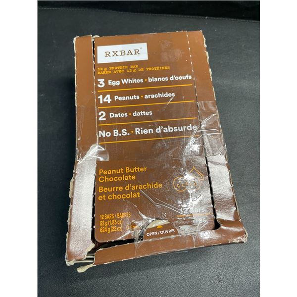 1 Box of RXBAR 12g Protein Bars - Peanut Butter Chocolate - 12 Bars (52g Each) - (Dmg Box)