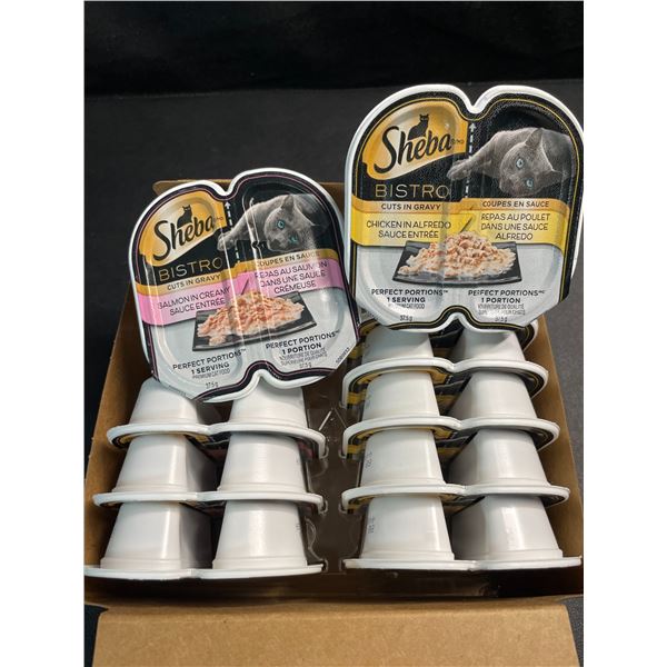 1 Case of Sheba Bistro Perfect Portions Wet Cat Food - 10 Twin Packs Included (Chicken/Salmon)