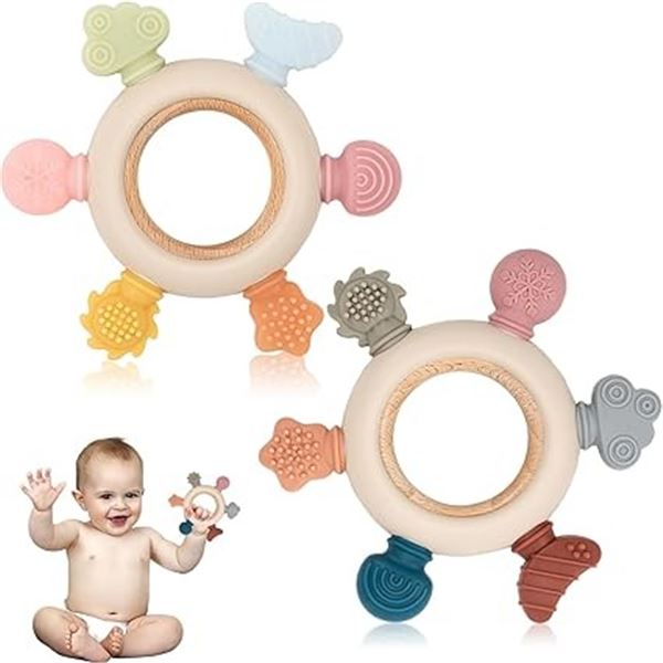 3 Packs of Teething Toys/Silicone Teething Rings for Babies - 2 Per Pack - New