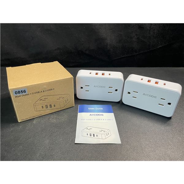 Box of 2 Wall Outlet Extenders with USB-A/USB-C Charging Ports - New