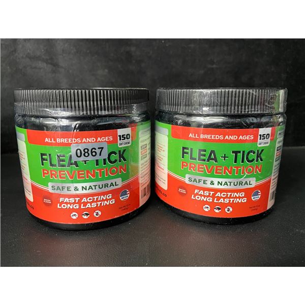 2 Furfinds Flea + Tick Prevention Soft Chews for Dogs - Safe & Natural - 150 Each - New Sealed