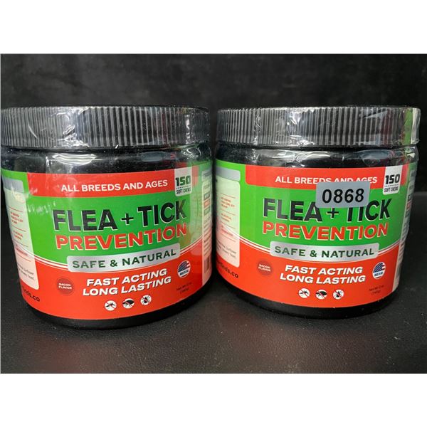 2 Furfinds Flea + Tick Prevention Soft Chews for Dogs - Safe & Natural - 150 Each - New Sealed