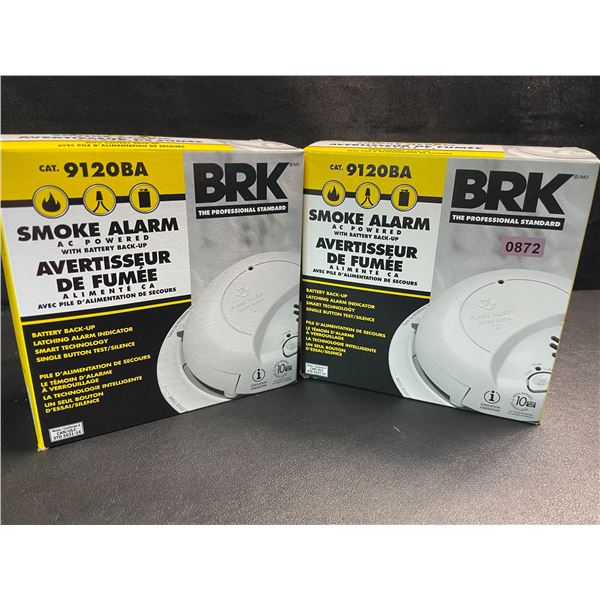 2 BRK 9120BA Hardwired Smoke Alarms with Battery Backup - Brand New!