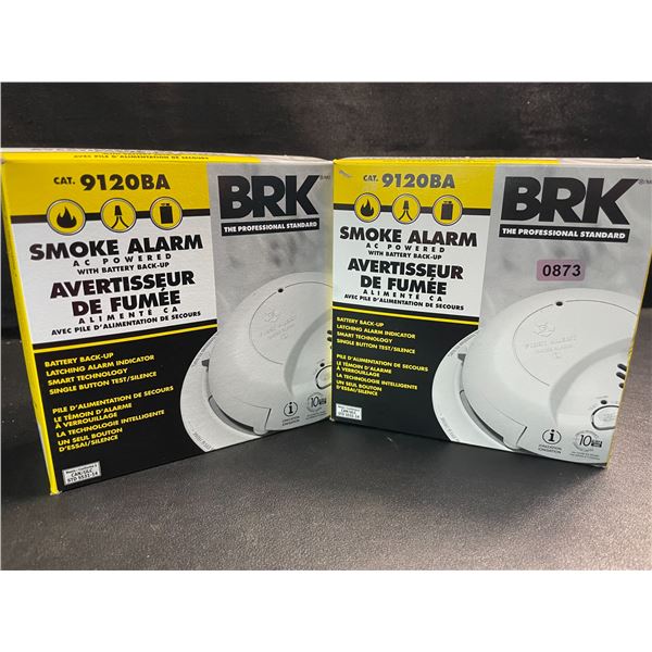2 BRK 9120BA Hardwired Smoke Alarms with Battery Backup - Brand New!