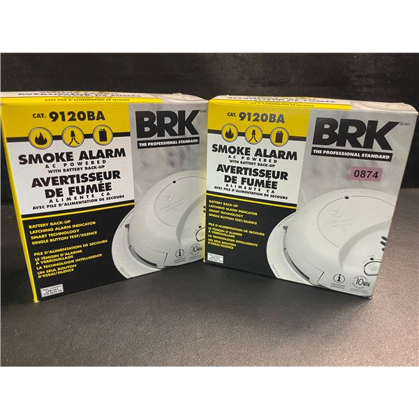 2 BRK 9120BA Hardwired Smoke Alarms with Battery Backup - Brand New!