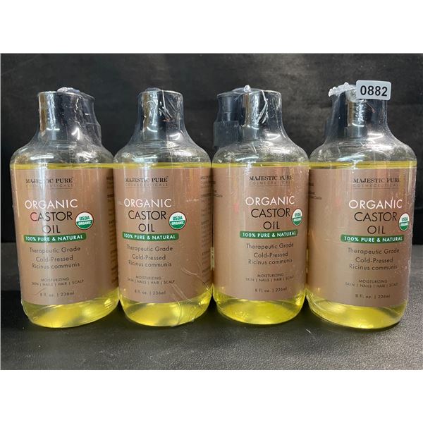 4 Majestic Pure Organic Castor Oils - 100% Natural - For Skin/Body/Beauty - 236ml Each - New