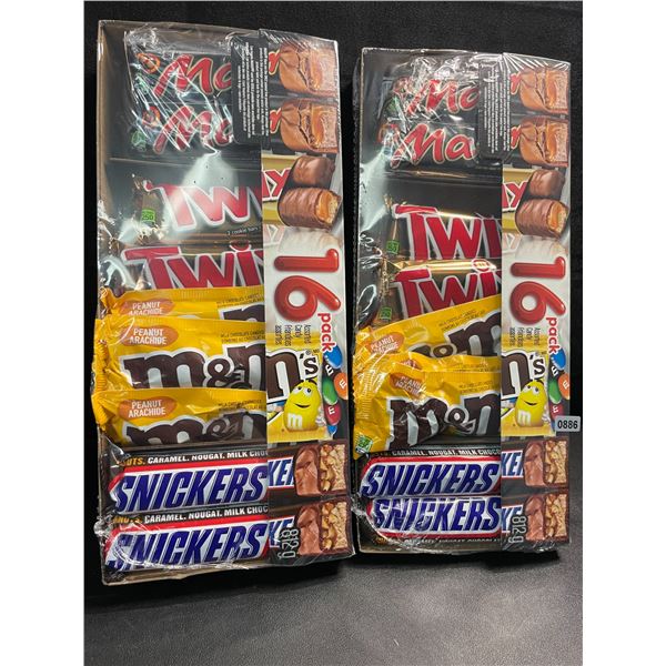 2 Packs of Assorted Chocolate Bars/Candy - 16 Per Pack - Twix - Mars - Snickers - M&M's - New