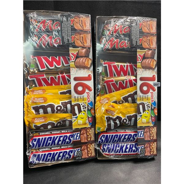 2 Packs of Assorted Chocolate Bars/Candy - 16 Per Pack - Twix - Mars - Snickers - M&M's - New