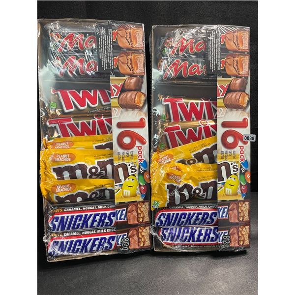 2 Packs of Assorted Chocolate Bars/Candy - 16 Per Pack - Twix - Mars - Snickers - M&M's - New