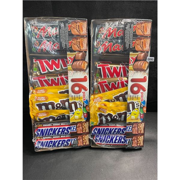 2 Packs of Assorted Chocolate Bars/Candy - 16 Per Pack - Twix - Mars - Snickers - M&M's - New