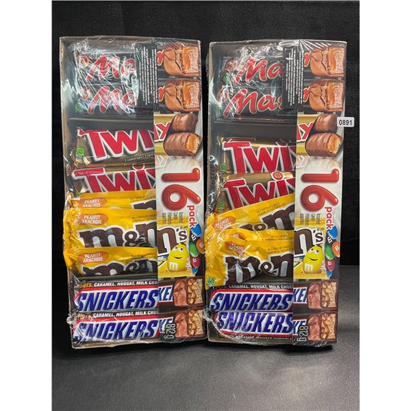 2 Packs of Assorted Chocolate Bars/Candy - 16 Per Pack - Twix - Mars - Snickers - M&M's - New
