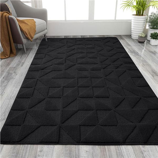 1 Large Non-Slip Indoor Entryway Door Mat - 47" x 71" Size - Black Colour - New