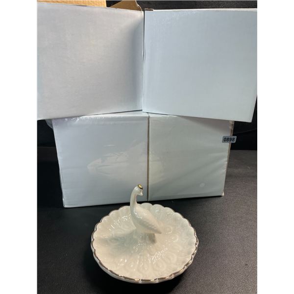 4 Ceramic Ring Holders/Decorative Trinket Dishes for Jewelry - Brand New