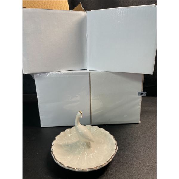 4 Ceramic Ring Holders/Decorative Trinket Dishes for Jewelry - Brand New