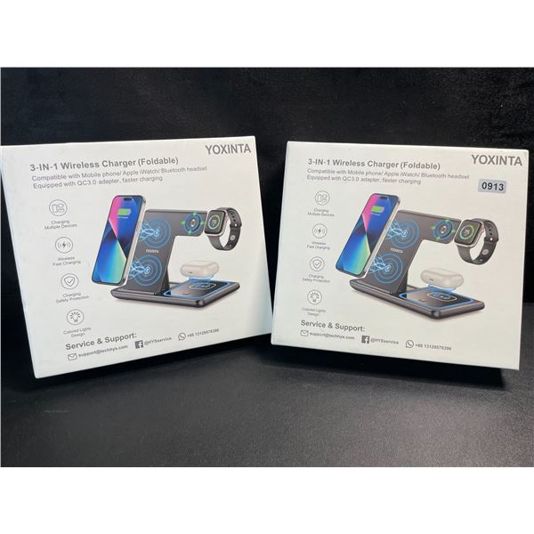 2 Yoxinta 3-in-1 Wireless Chargers - Charges Phone/Air Pods/Watches All at Once - New