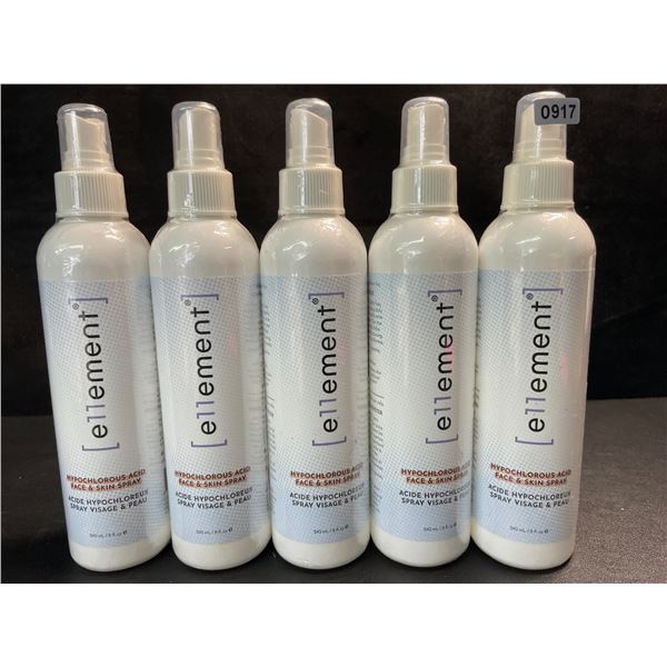 5 Bottles of e11ement Hypochlorous Acid Face & Skin Spray - 240ml Each - New Sealed