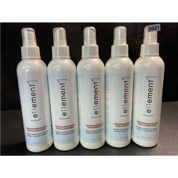 5 Bottles of e11ement Hypochlorous Acid Face & Skin Spray - 240ml Each - New Sealed