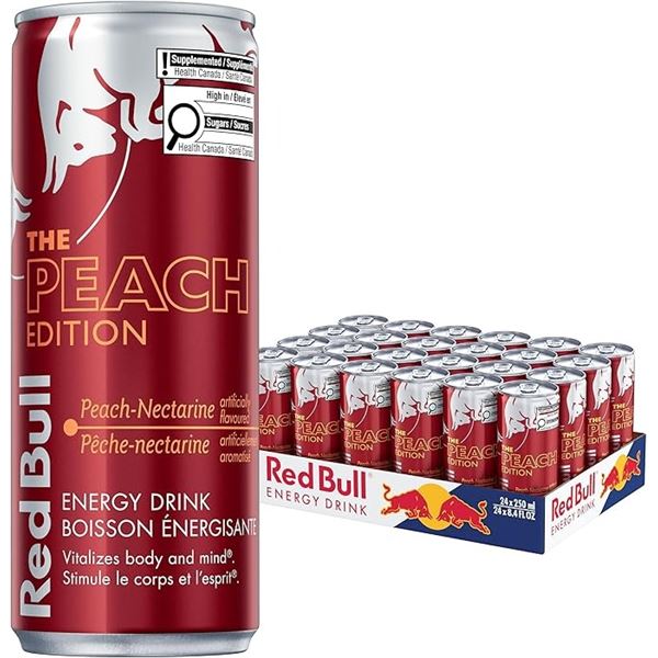 1 Case of Red Bull Energy Drinks "The Peach Edition" (Peach-Nectarine) - 24 x 250ml Cans (BB05/2025)