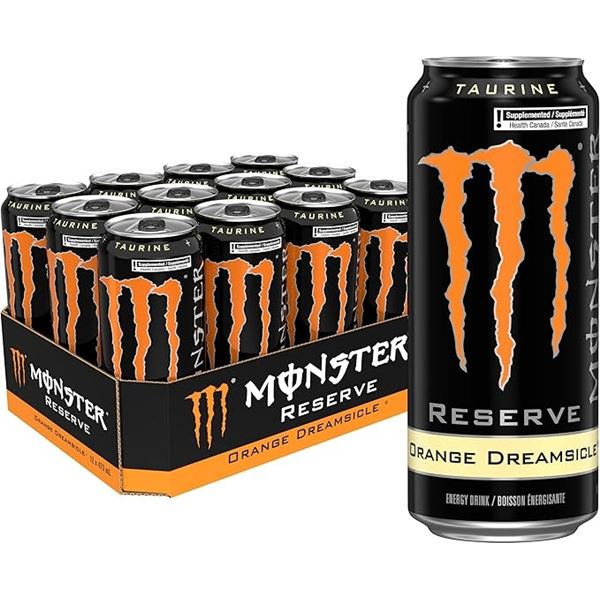 1 Case of Monster Reserve Energy Drinks - Orange Dreamsicle - 12 x 473ml Cans (BB: DEC 29/25)