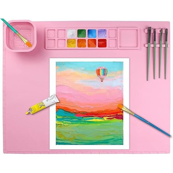 1 Silicone Painting Mat - Large 20" x 16" Size - Silicone Art Mat w/ 1 Water Cup - Brand New