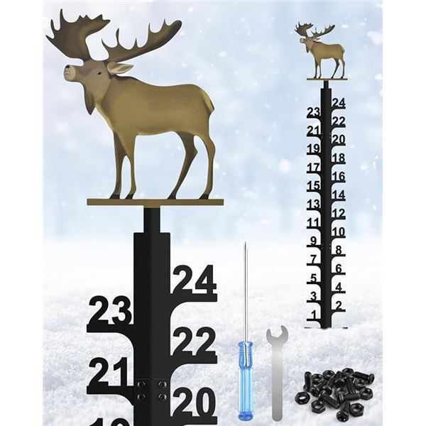1 Elk Snow Gauge for Outdoors - 24" Size; Snow Depth Measuring Stick/Yard Stake - New in Box