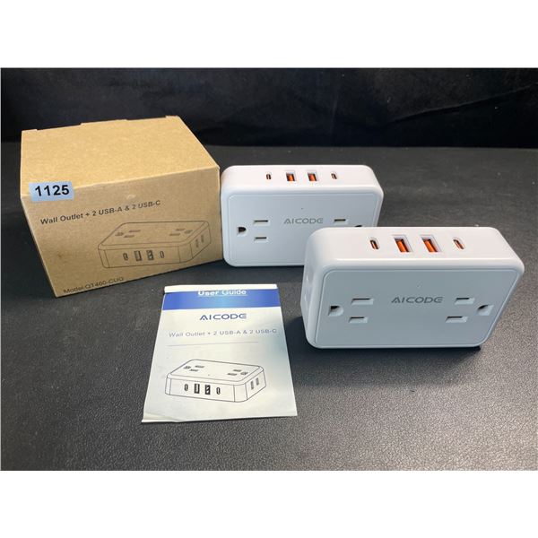 1 Aicode 2-Pack of Wall Outlet Extenders with USB A and USB C Charge Ports - Brand New