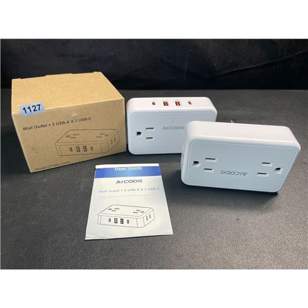 1 Aicode 2-Pack of Wall Outlet Extenders with USB A and USB C Charge Ports - Brand New