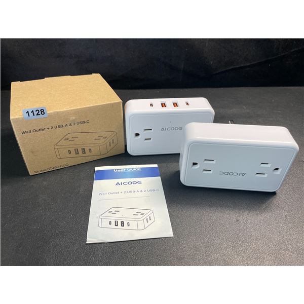 1 Aicode 2-Pack of Wall Outlet Extenders with USB A and USB C Charge Ports - Brand New
