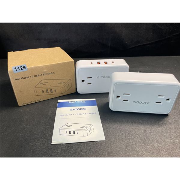1 Aicode 2-Pack of Wall Outlet Extenders with USB A and USB C Charge Ports - Brand New