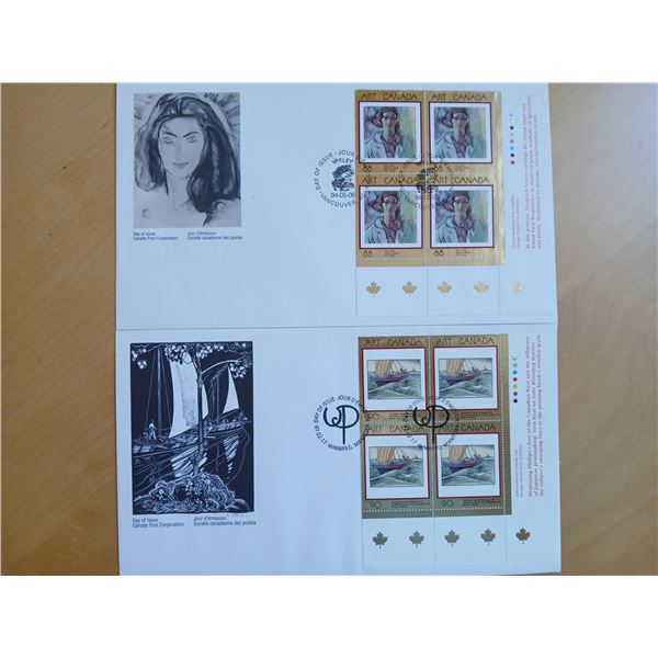 1994 & 1997 5 1/2" x 9 1/2" Masterpeices of Canadian Art 1st Day Covers