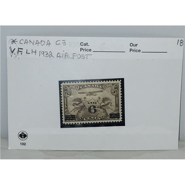 Canada C3 VF LH Mint Air Mail YR 1932