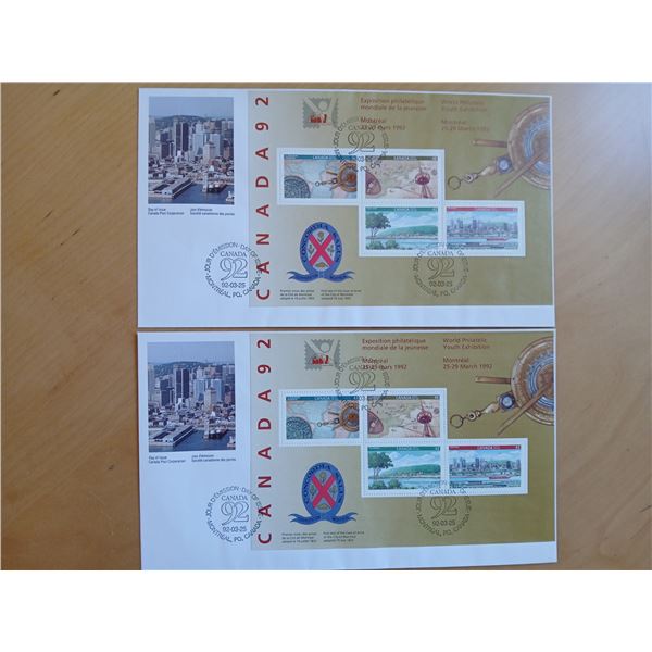 (2) x 1992 5 1/2" x 9 1/2" 1st Day Covers