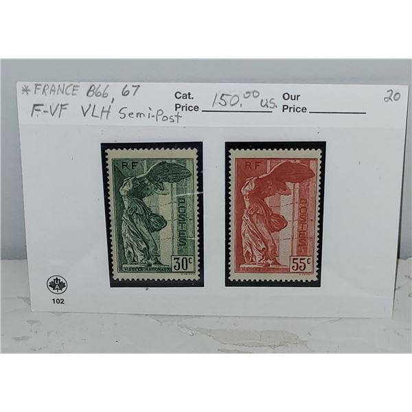 France B66-67 F-VF VLH Mint YR 1937 Cat $150.00 US