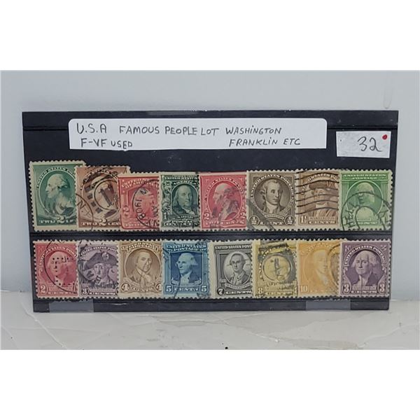 United States Famous People Lot F-VF Used Washington & Franklin