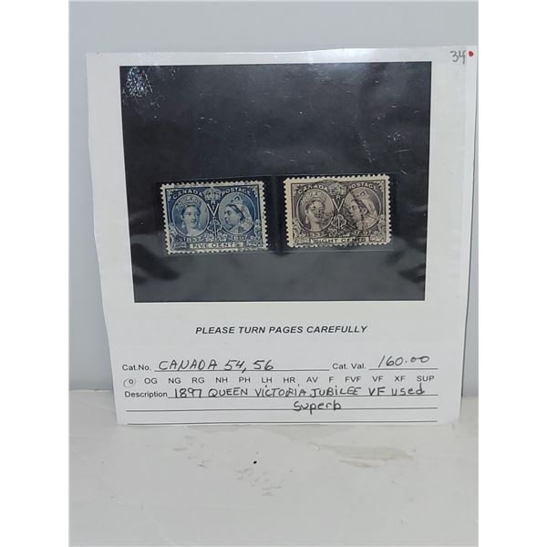 Canada 54, 56 VF Used 1897 Jubilee Issues Cat $160.00+