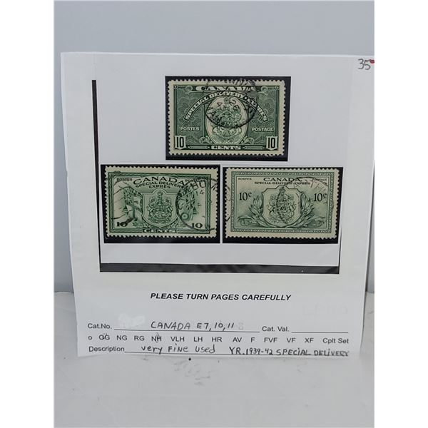 Canada E7, 10, 11 VF Used CDC Special Delivery YRS 1939-42