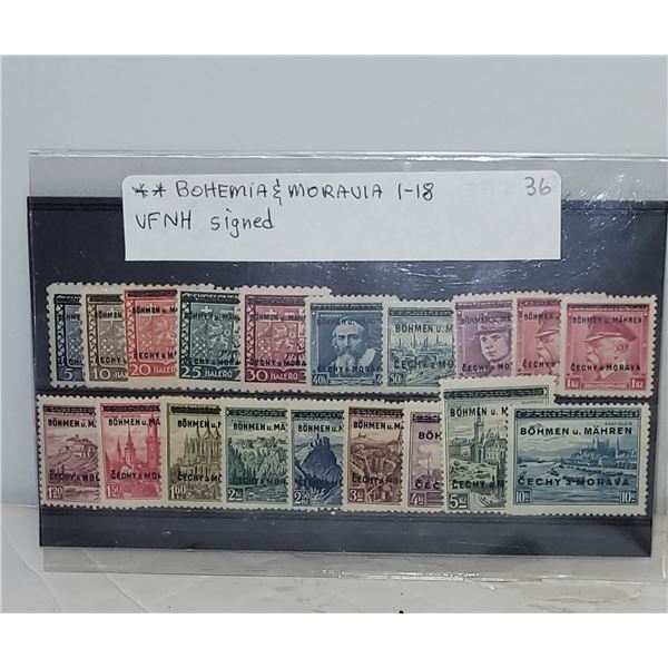 Bohemia & Moravia German Occupation WWII #1-18 VFNH YR 1939 WWII