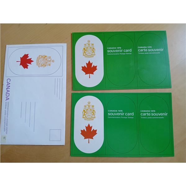 2 x 1970 Souvenir Cards with 1 Unopened Stamp Pack and 1 Envelope