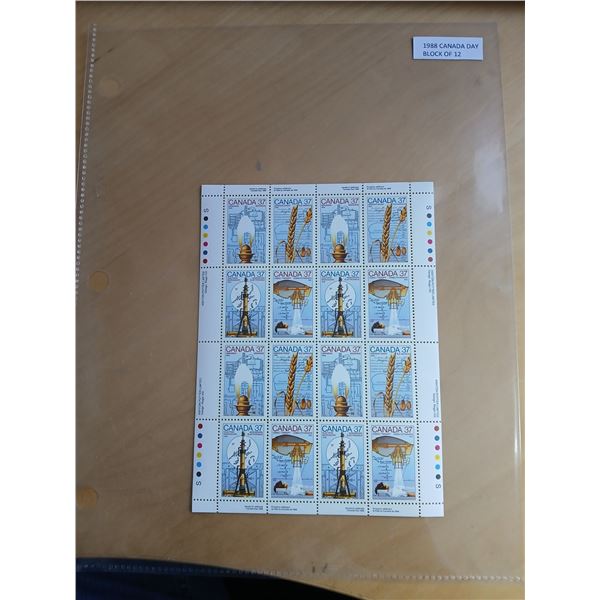 1988 Canada Day Block of 12