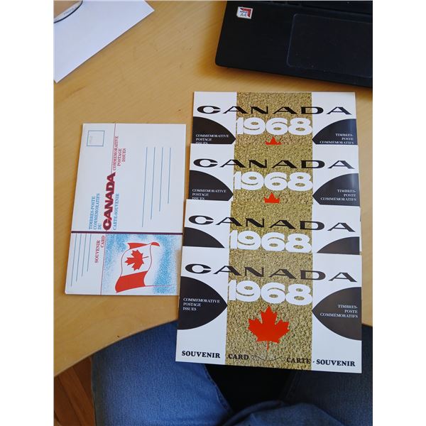 4 X 1968 Souvenir Cards Complete with Stamps, 1 Envelope