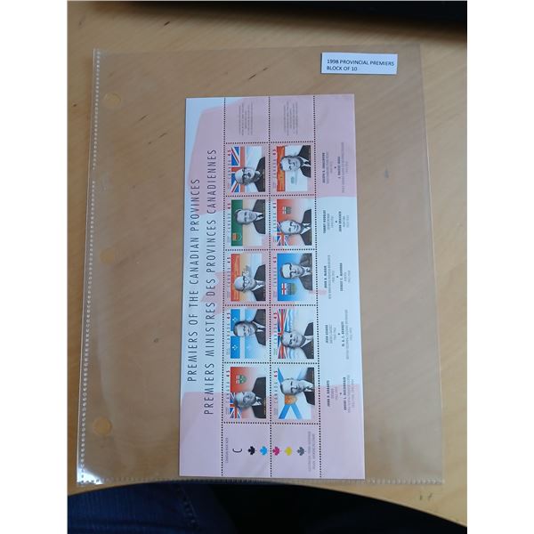 1998 Provincial Premiers Block of 10