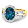 Image 2 : 14KT Yellow Gold 3.7ctw London Blue Topaz and Diamond Ring