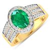 Image 1 : 14KT Yellow Gold 1.53ctw Zambian Emerald and Diamond Ring