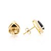 Image 2 : Plated 18KT Yellow Gold and Sterling Silver 2.75ctw Sapphire and Diamond Earrings